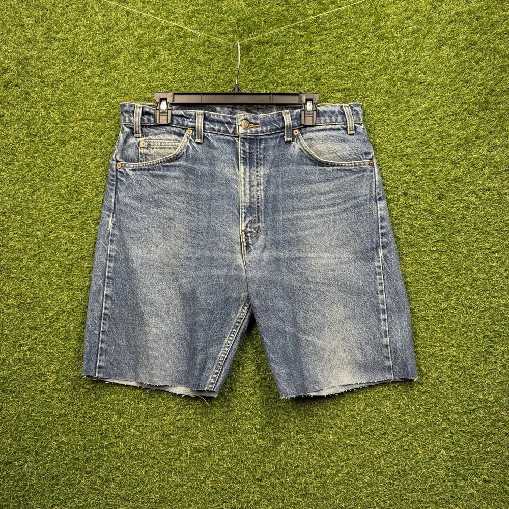 Vintage Levis 505 Jean Shorts Mens 36 Blue Medium Wash Jorts Skater Work Cut Off